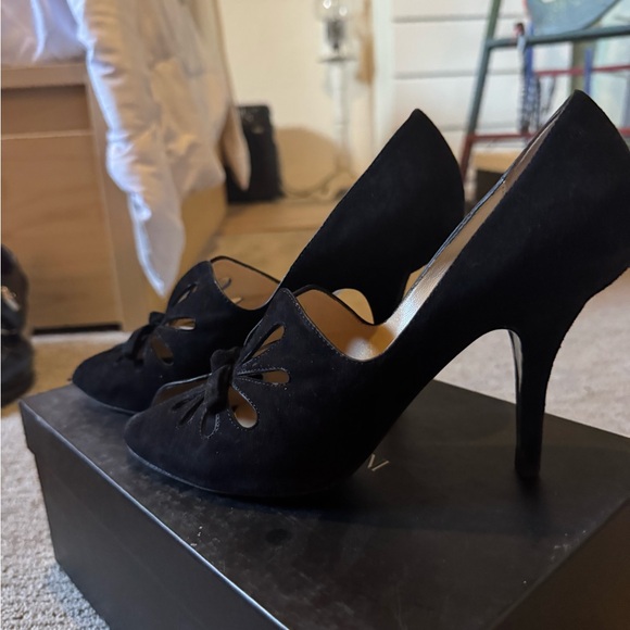 Emporio Armani black suede heels size 8.5 - Picture 3 of 5